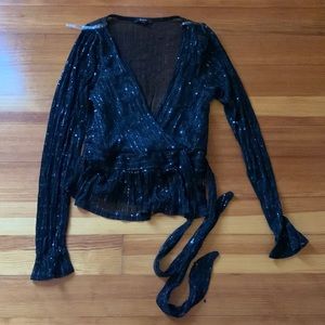 Sheer sequence dress top